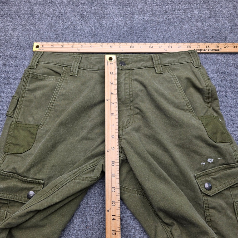 Carhartt Mens 33x32 Relaxed Fit Ripstop Fleece Lined Cargo Pants Olive Green G72 - Picture 4 of 9